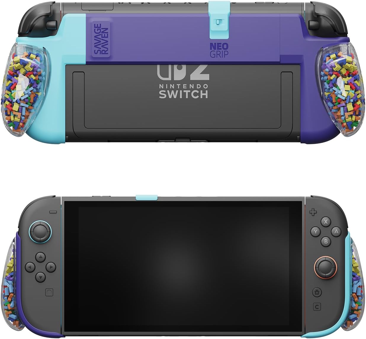Savage Raven by Skull & Co. NeoGrip: an Ergonomic Grip Hard Shell with Replaceable Grips [to fit All Hands Sizes] for Nintendo Switch 2 - Color Block Edition
