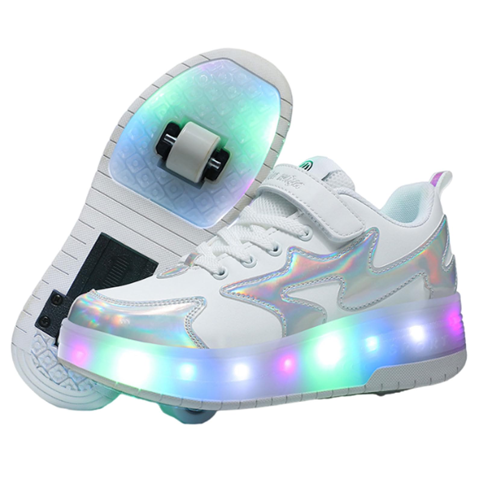 Chaussures à roulettes pour Filles garçons,Patins à roulettes pour Enfants Chaussures à Double Roues,Chaussure a Roulette Fill,Rechargeable,Respirant,pour Pâques,Anniversaire,Noël