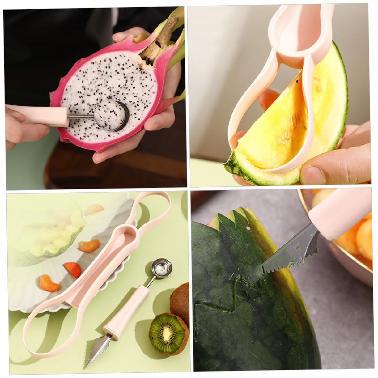 Gatuida 5stücke Melonen-baller-schaufel Aus Edelstahl Multifunktionales Fruchtcutter Wassermelonen Obst Und Desserts Ergonomisches Design Einfach Zu Reinigen Für Küche Und Restaurant