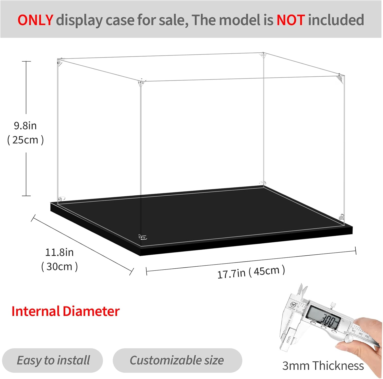 Display Case for Lego 21354 Twilight The Cullen House, 43242 Snow White and The Seven Dwarfs' Cottage or 76295 The Avengers Helicarrier, 17.71x11.81x9.84inches (45x30x25cm)