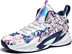 Novetra Tênis de basquete masculino de cano alto para esportes ao ar livre, corrida e tênis(Blue,38 BR)