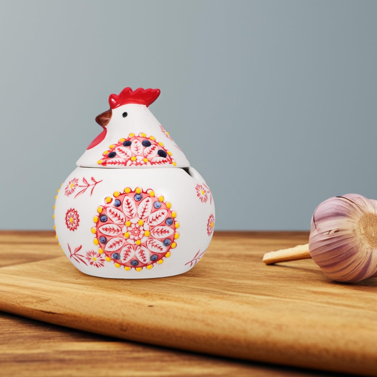 iplusmile Pot à épices bol à sel en forme de poulet pot de Pâques Décoration de la fête d'automne la forme de la poule peut sucrier en forme de poulet pot de chips bonbonnière céramique