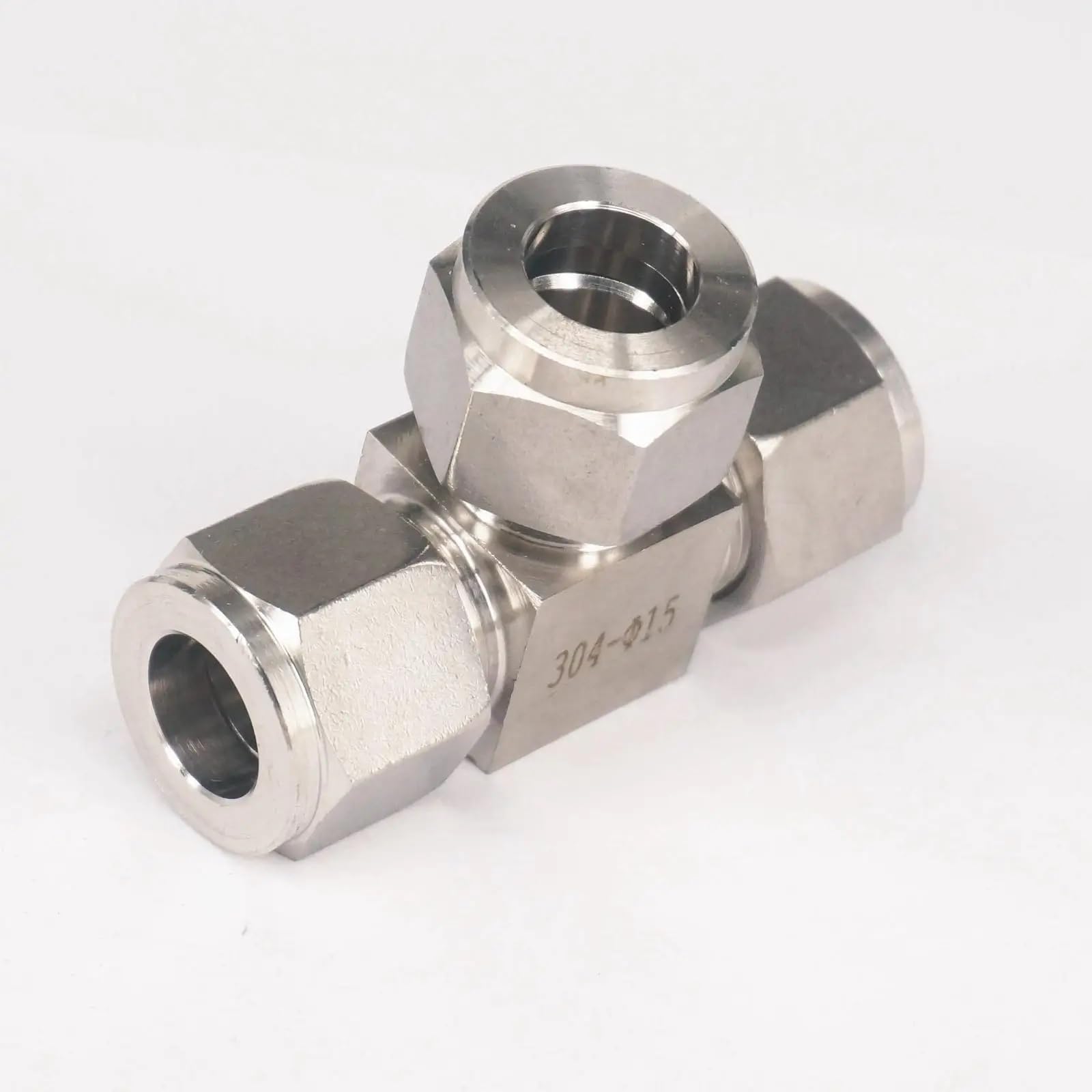 Conector en T de 3 vías Conector de tubería en T, Conector 3 vías Iguales, Casquillo Acero Inoxidable, Adaptador conexión compresión Aire neumático