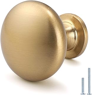 Solid Brass Cabinet Knobs 15 Pack, Brushed Gold Drawer Knobs, Antique Br...