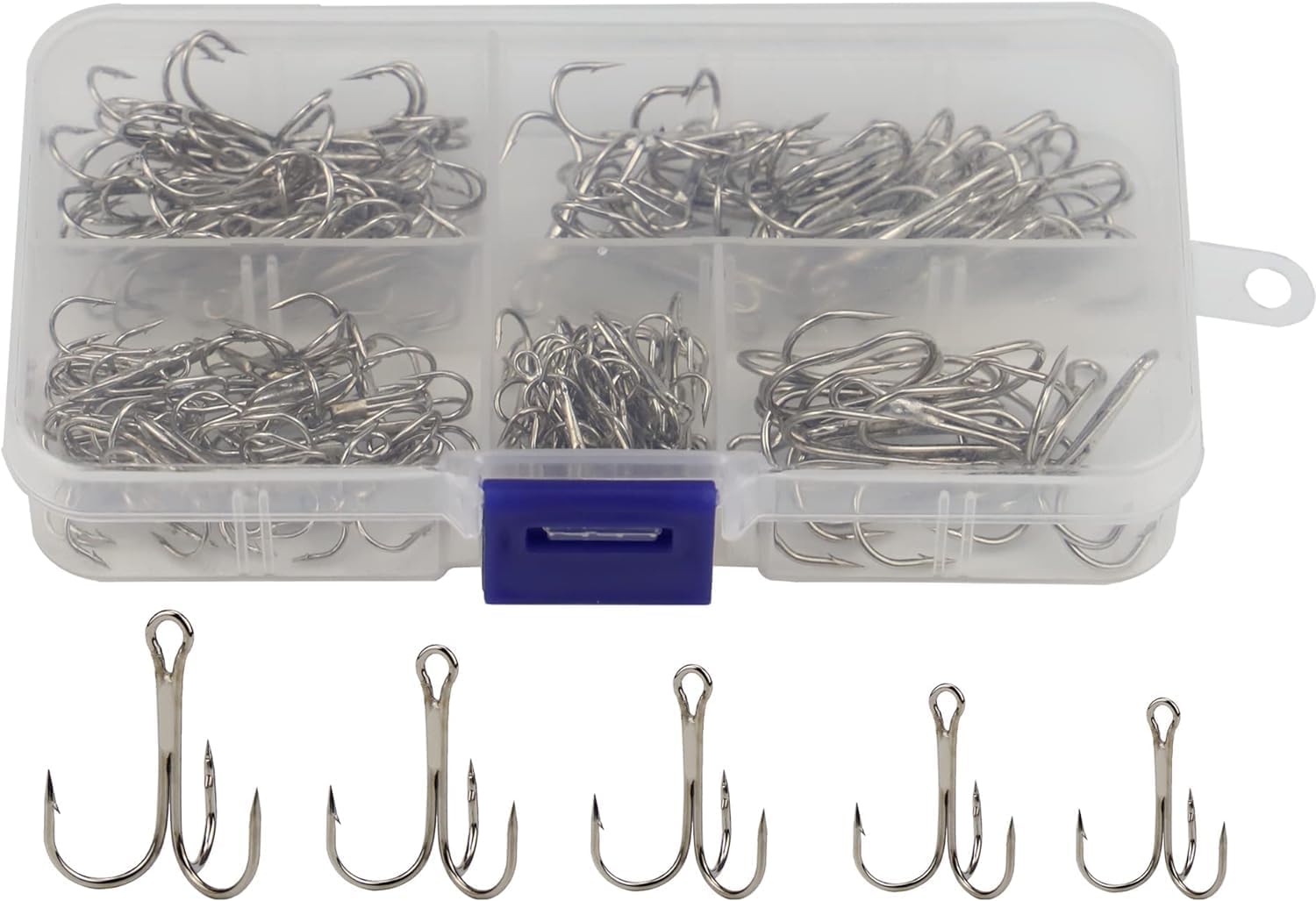 Treble Fishhooks Set, 120PCS High Strike Rate High Strength High Carbon Steel Triple Fish Hooks with Storage Box for Sea Fishing