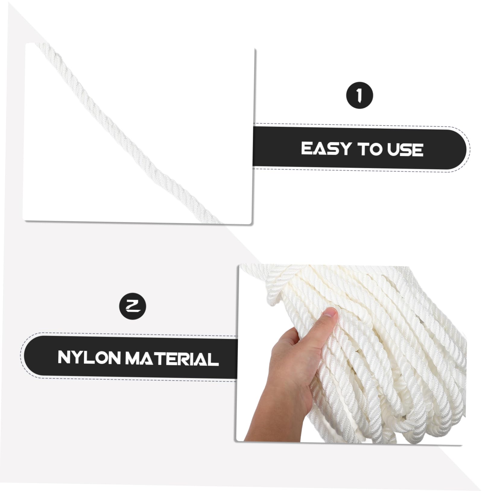 Corde D’ en Nylon Blanc 12mm pour Bateau, Ligne D’ancrage Stable, Résistante au Milieu Marin, et Quai