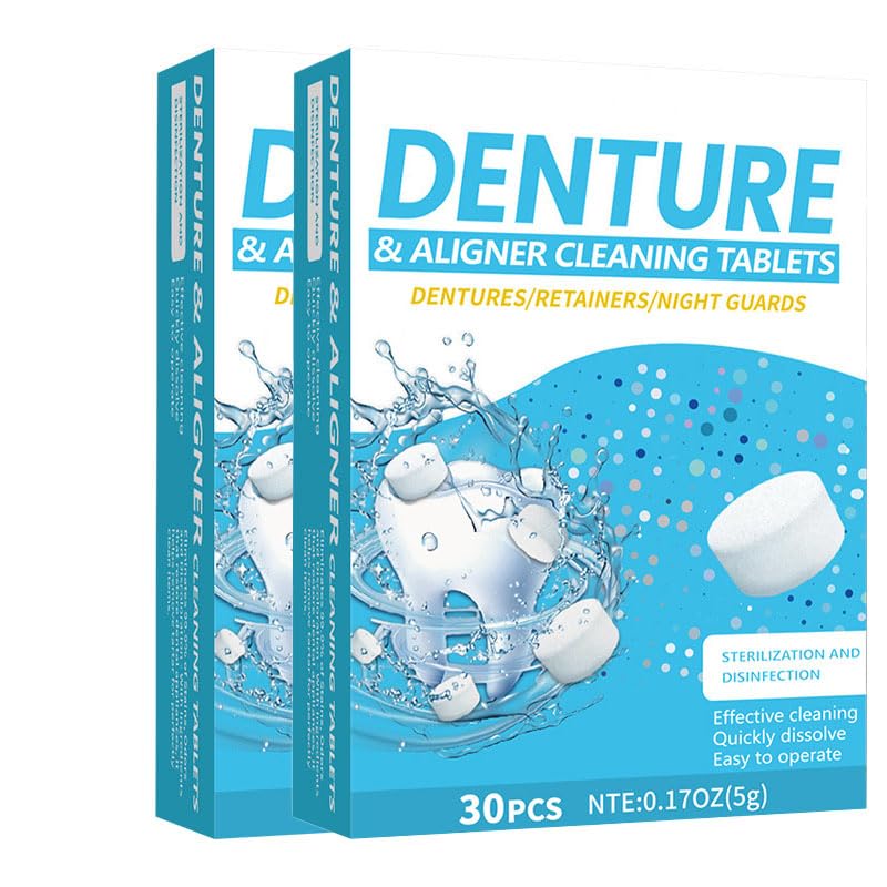 Retainer Pastiglie Detergenti,Compresse Pulizia Dentiere Effervescenti,Compresse Apparecchi Ortodontici,Compresses Pulitore Per Protesi,Rimuove Macchie E Odori,2pc