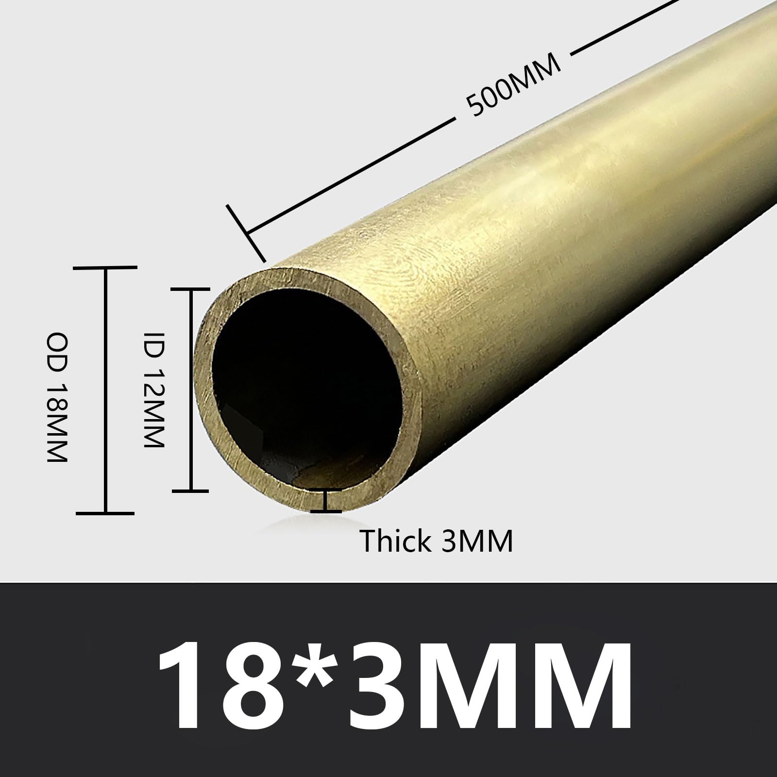 18 mm OD okrągła rura mosiężna 0,5/1/1,5/2/3 mm grubość ścianki × 500 mm długość wysoka wytrzymałość precyzyjne proste rury, 18 * 3 mm