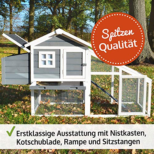 Zooprinz moderner Hühnerstall mit Nistkasten - aus massivem Vollholz und stabilem Draht - Hühnerhaus schnell zu reinigen… – Bild 3