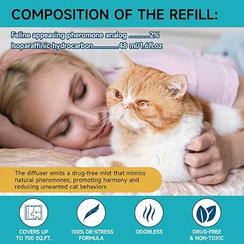 Woyamay Cat Calming Diffuser, Cat Pheromones Calming Diffuser, 6PCS
