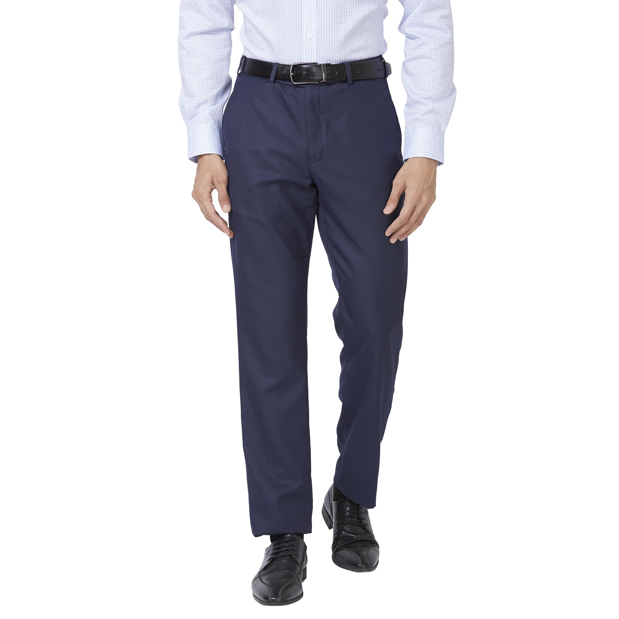 park avenue Men's Polyester Blend Structure Pattern Smart Fit Flat Front Formal Trouser-picture-17