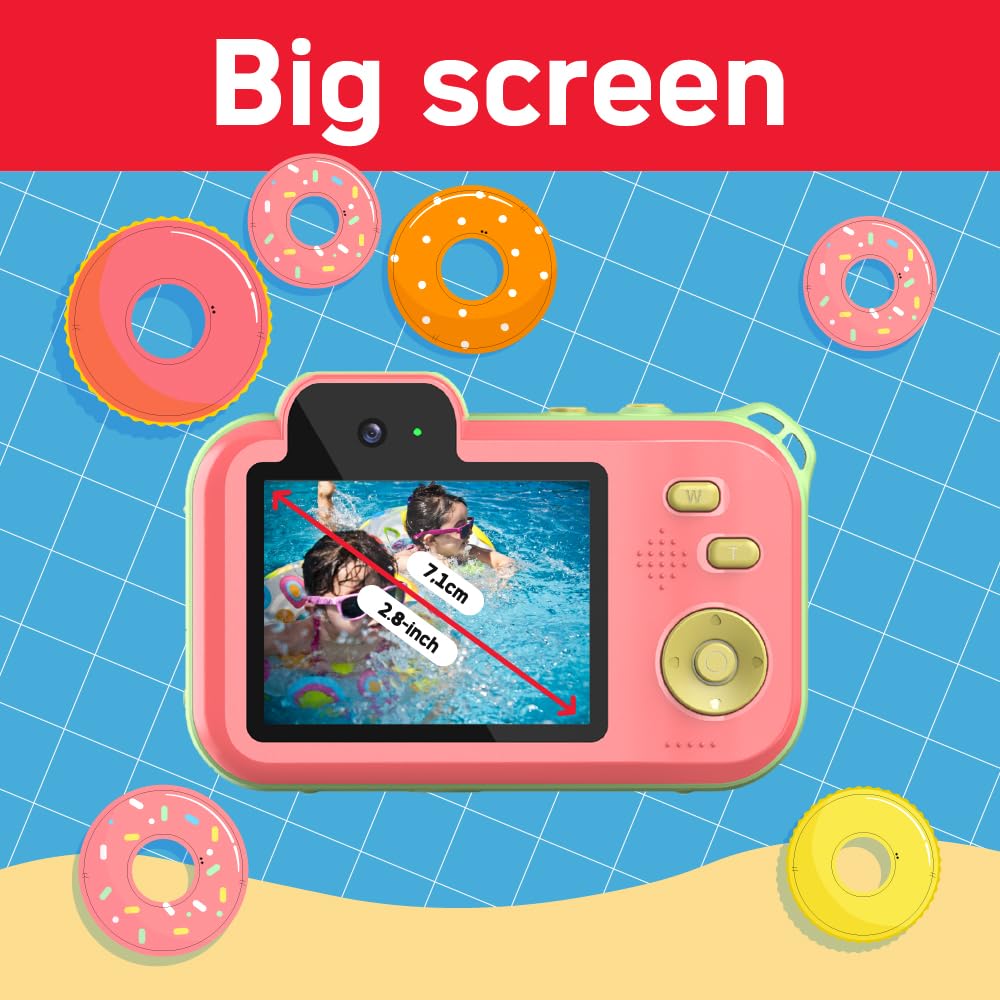 AgfaPhoto Realikids Cam Waterproof 2 - wodoodporny aparat dziecięcy 12 MP, wideo HD, tryb selfie, filtry i ramki, wbudowane gry, bateria litowa - niebieski