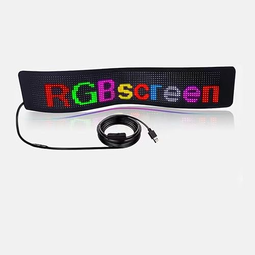 Car LED Sign, Programmable Scrolling LED Matrix Panel Screen with Bluetooth App Control, Flexible USB 5V Custom Text Pattern Animation Advertising Display for Store Bar Party 16x64 - E