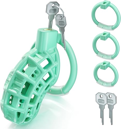 Chastity Cage - Juguetes sexuales masculinos Dispositivo de castidad ligero con anillo de 3 tamaños, 2 cerraduras invisibles, control de erección