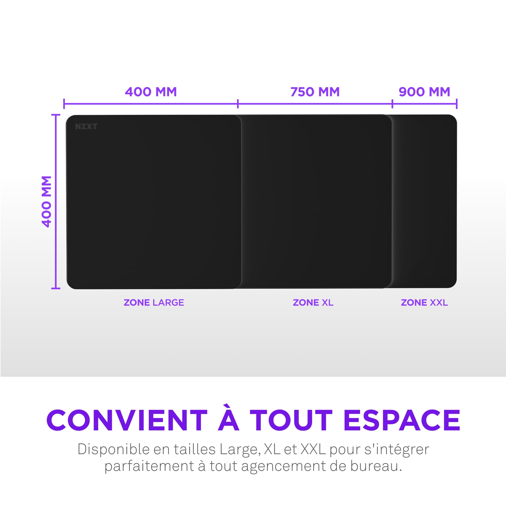 NZXT Zone – Tapis de Souris Gaming XXL – Surface en Tissu Micro-tissé – Vitesse et contrôle équilibrés pour Tous Les Styles de Jeu – Base Anti-dérapante, Bords renforcés – Noir