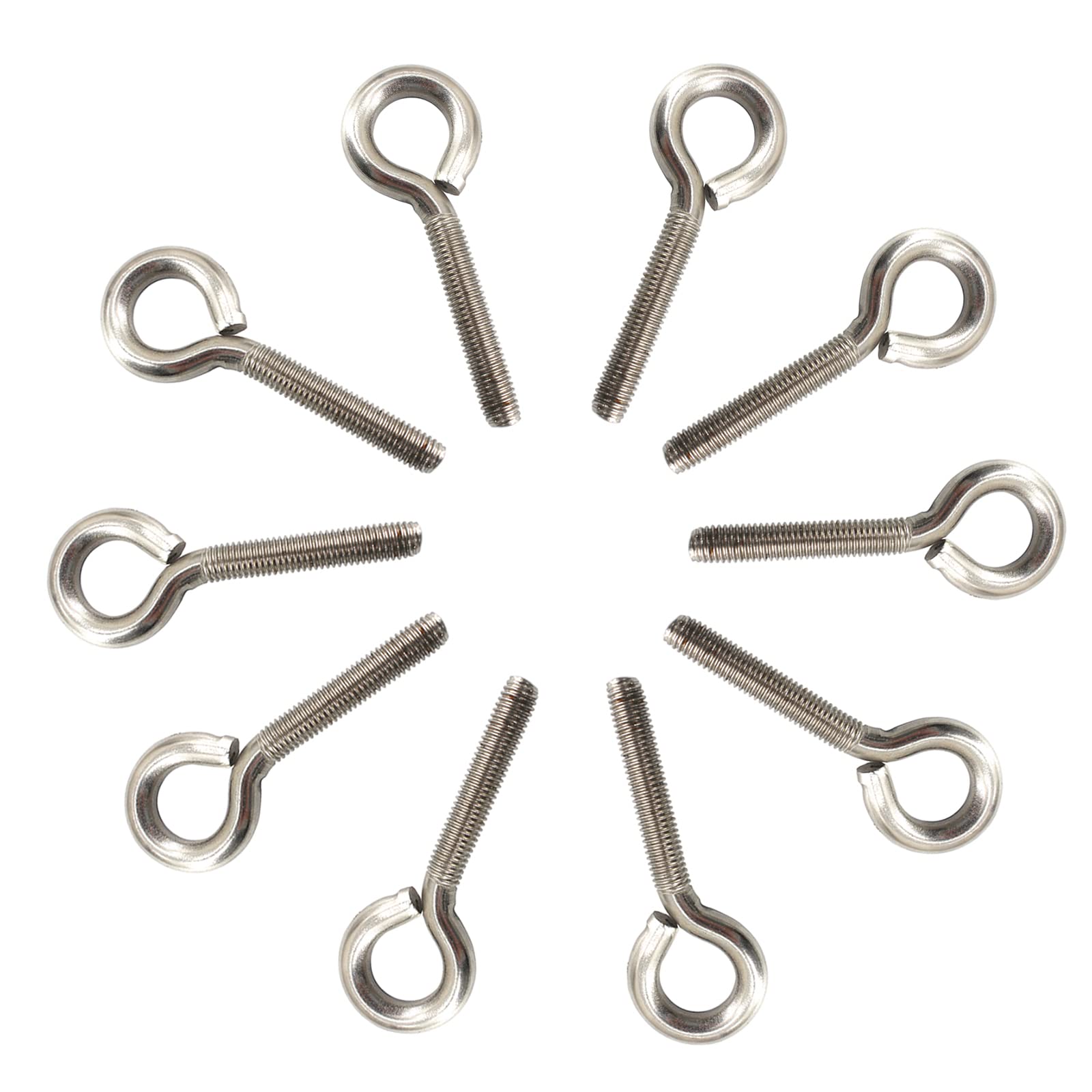 20Pcs M4x12 304 Stainless Steel Eye Screw Closed Hook Ring Bolts, Eye Screw