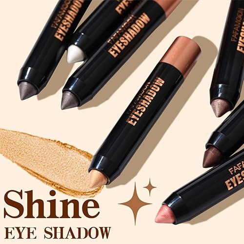 Monochrome Cream Glitter-Shimmer Eye Shadow Stick Palette makeup | 2-in-1 Eyeshadow & Eyeliner Pencil for Women | Waterproof, Vegan & Cruelty-Free | Sombras Para Ojos | 01 Shimmer Light Gold(A07#Shimmer Somke Grey)