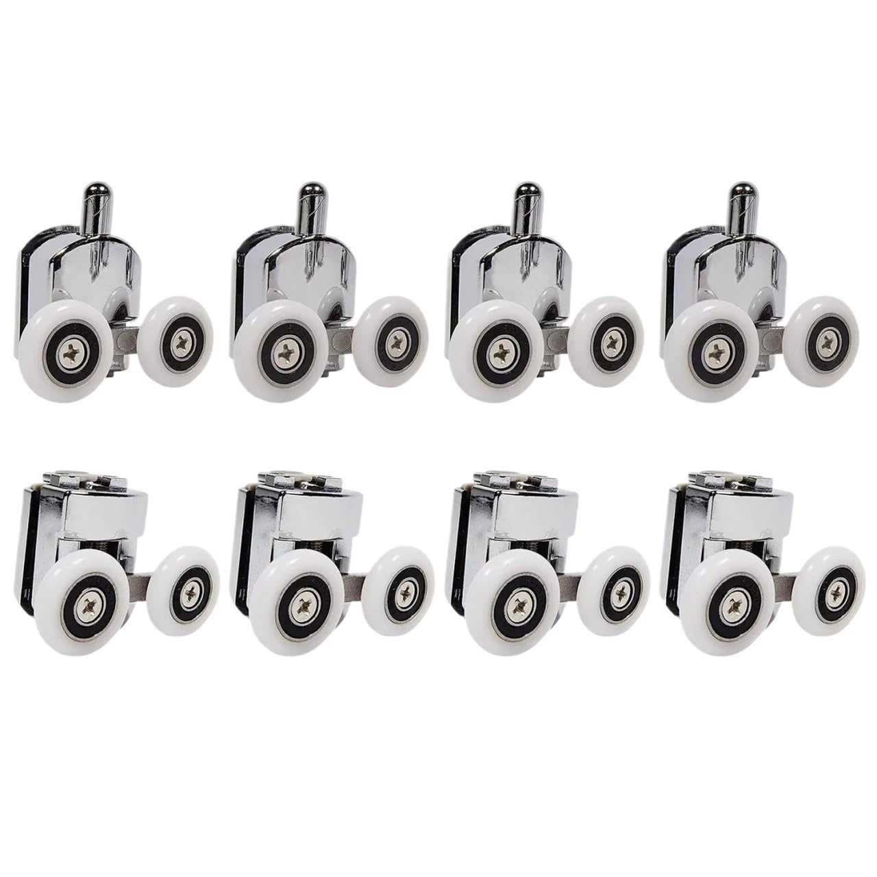 Shower Door Rollers 4pcs-8pcs Shower Door Rollers Runner 23mm/25mm Zinc Alloy Double-Wheels Replacement Sliding Roller Bearing Wheel(4top 4bottom,23MM)