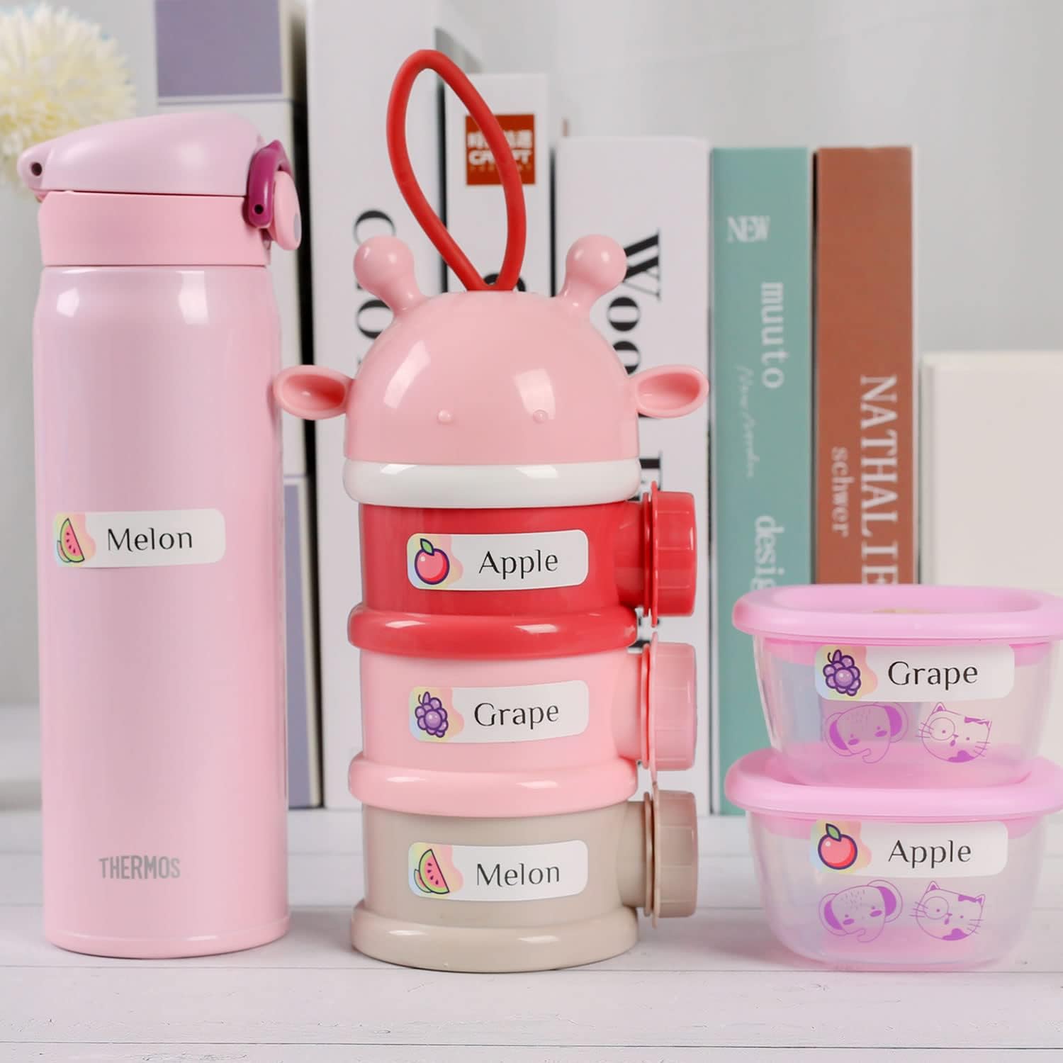 3 Rolls D110/D11 Mini Round,Fruit,Cute Fish Colorful Label Maker Tape Clothing Size Stickers Waterproof Label for Daycare Kids Bottles Mason Jars Food Container Kitchen Pantry Wedding School Supplies