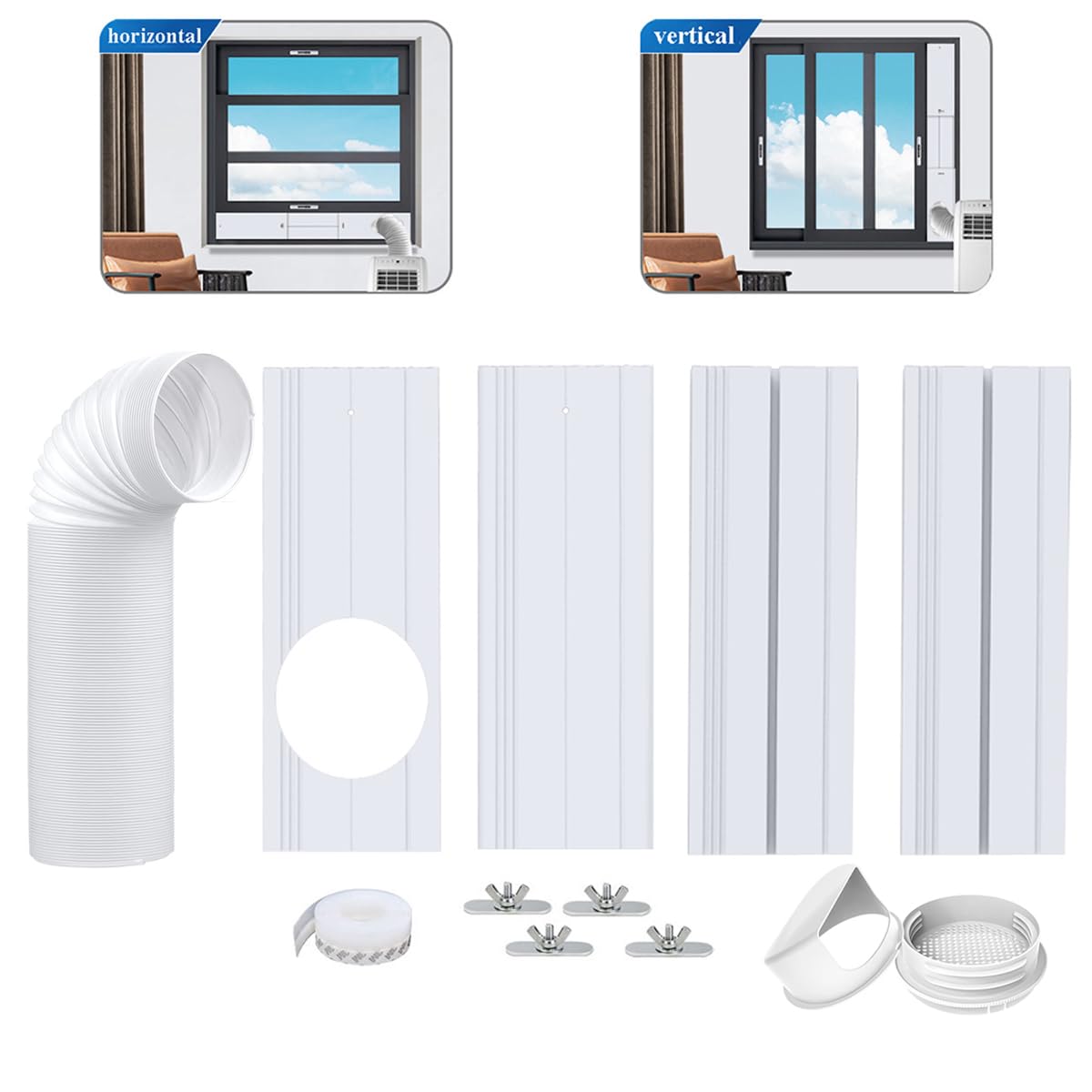 Kit di ventilazione per condizionatore d'aria portatile, guarnizione per finestra con tubo di scarico del condizionatore d'aria da 15 cm di diametro, kit portatile per finestre AC, lunghezza