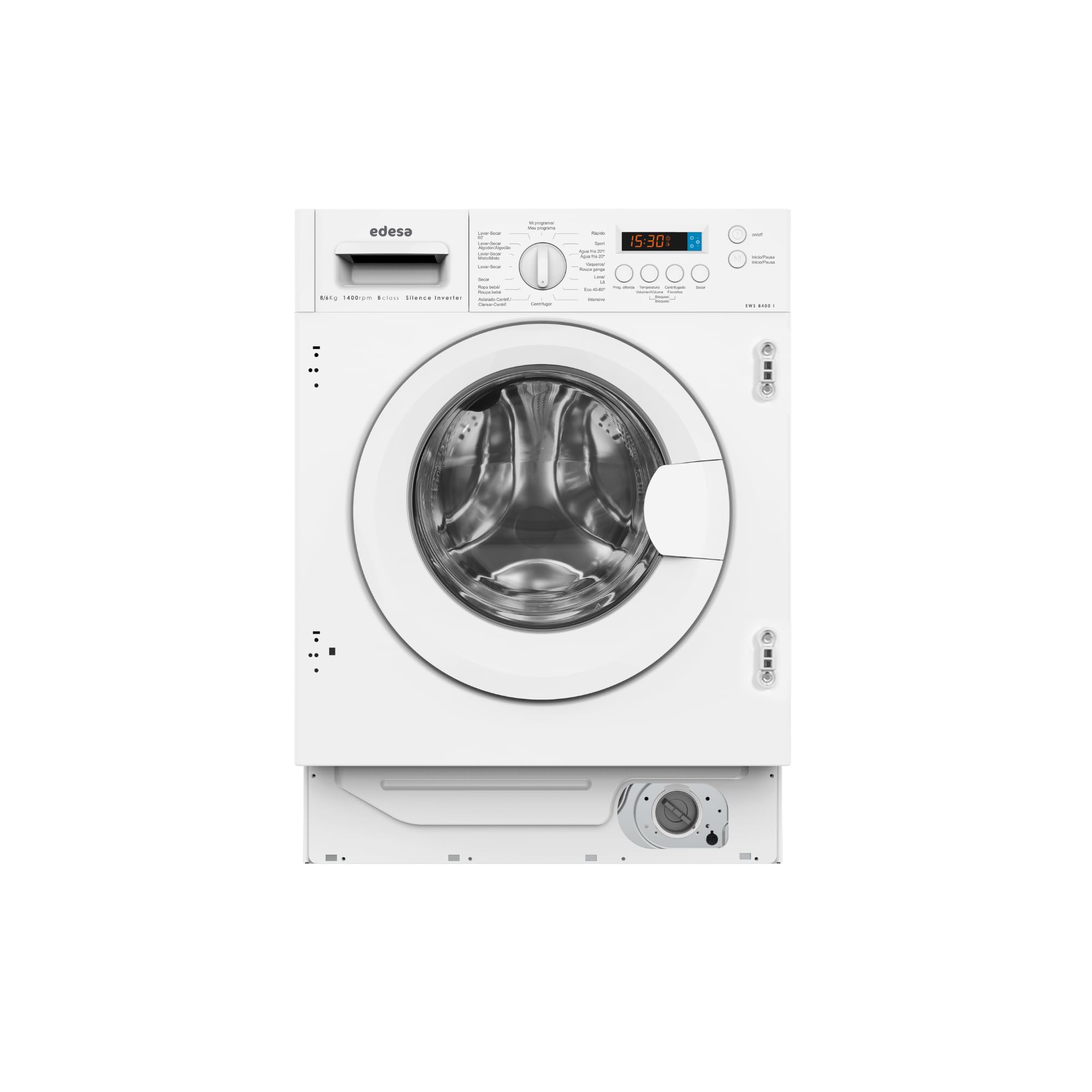 EDESA EWS-8400-I Integrated Washing Machine Dryer 8 kg/6 kg, Silence Inverter Motor, 1400 rpm, 16 Programs, Wash-Dry 60 min, Delay Start 24 h, LED Display