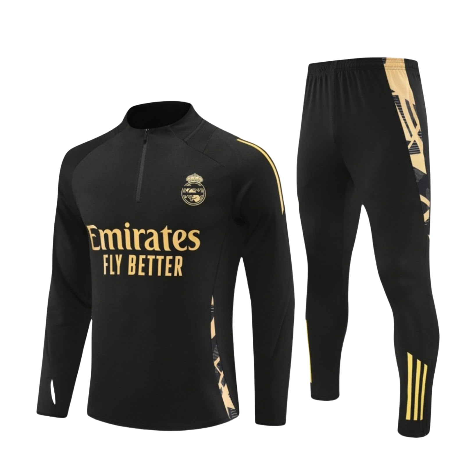 レアル・マドリード ブラック 長袖 ハーフジップウェア　上下セット レアルマドリードハーフジップトレーニングスーツキット2024/25