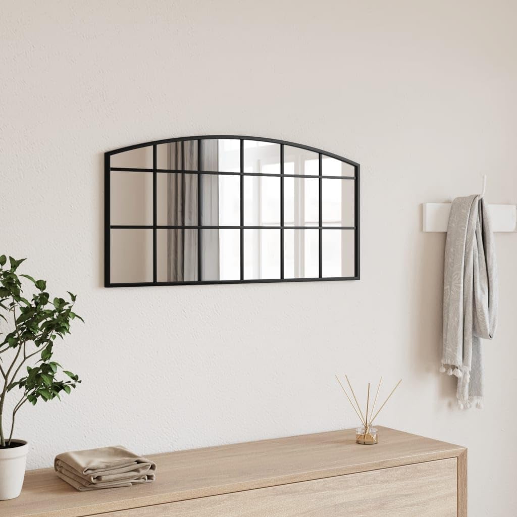 Fengshui Lustro ścienne czarne 80 x 40 cm wypukłe żelazo