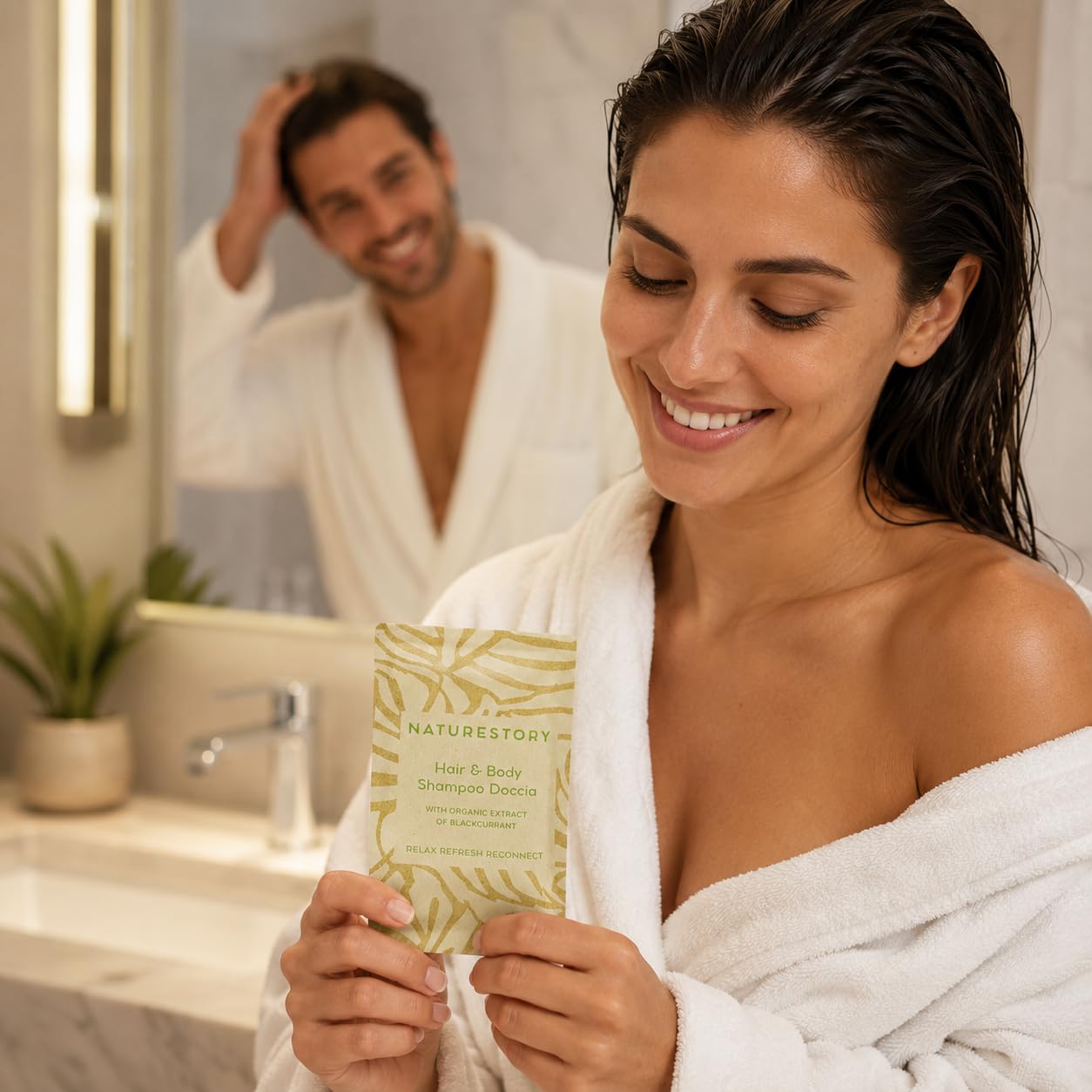 MAQA 600uds Champú de ducha Hotel sobres 10 ml, champú de ducha monodosis línea cortesía para B&B, champú de baño gel de ducha desechable