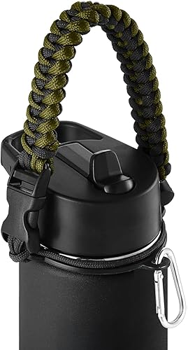 Iron Flask- Asa de cuerda de paracaídas, compatible con botellas de agua de boca ancha, duradero transportador de agua, accesorios seguros, cordón