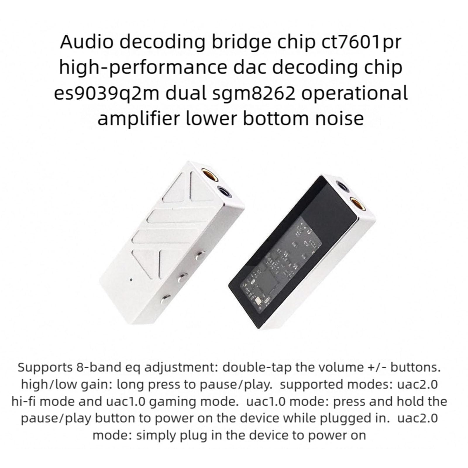 Alta resolución ES9039Q2M - Amplificador de auriculares tipo C con decodificación de música para escucha profesional, 32Ω/600 mW (mayoría) móvil