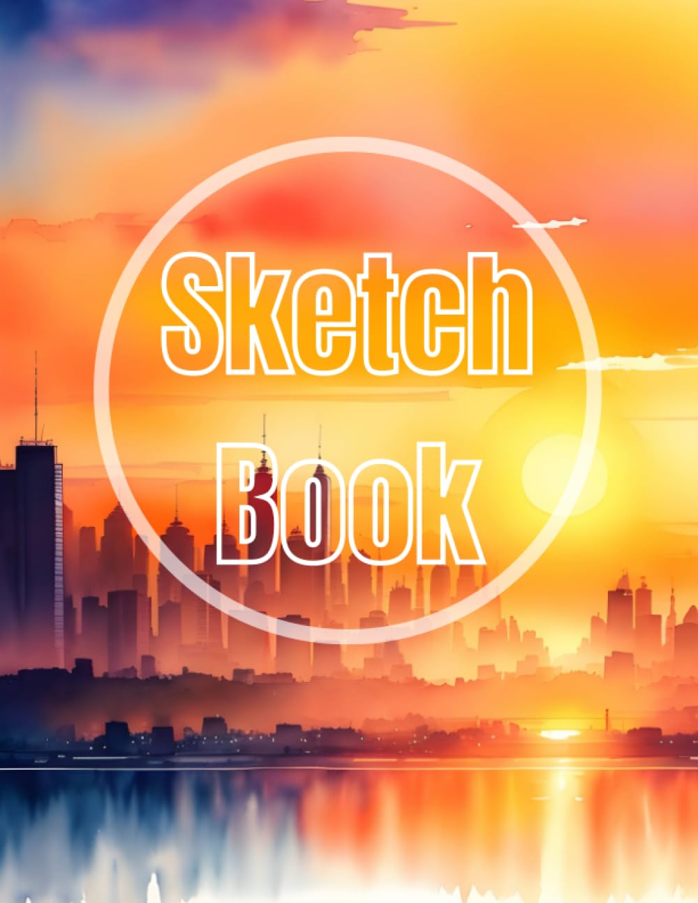 Sketch Book: Premium watercolor sunset & sunrise city view design cover page Sketchbook Blank Paper Pad 8.5" x 11" - sketchbook 120 Pages Blank Paper ... Unlined Journal Soft Cover sketchbooks