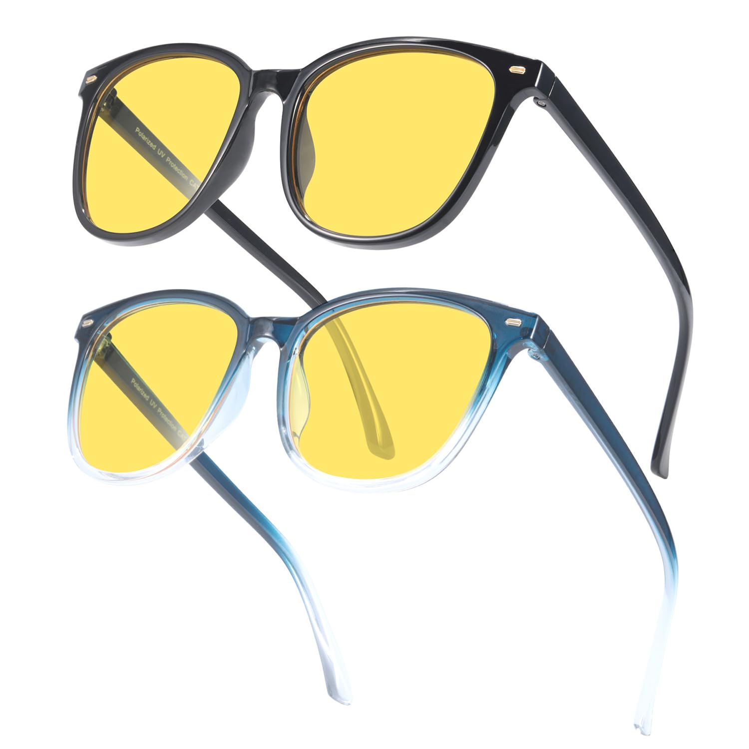 FIMILU 2 Pack Night Vision Glasses for Women Polarized Night Driving Glasses Anti-Glare and Enhance Vision at Nighttime