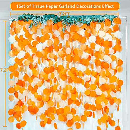 Image of 205 Ft Orange Party Decorations Big Circle Dots Backdrop Garland Ombre Orange Tissue Paper Polka Dot Hanging Streamer for Birthday Engagement Wedding Fall Autumn Thanksgiving Harvest Party Supplies