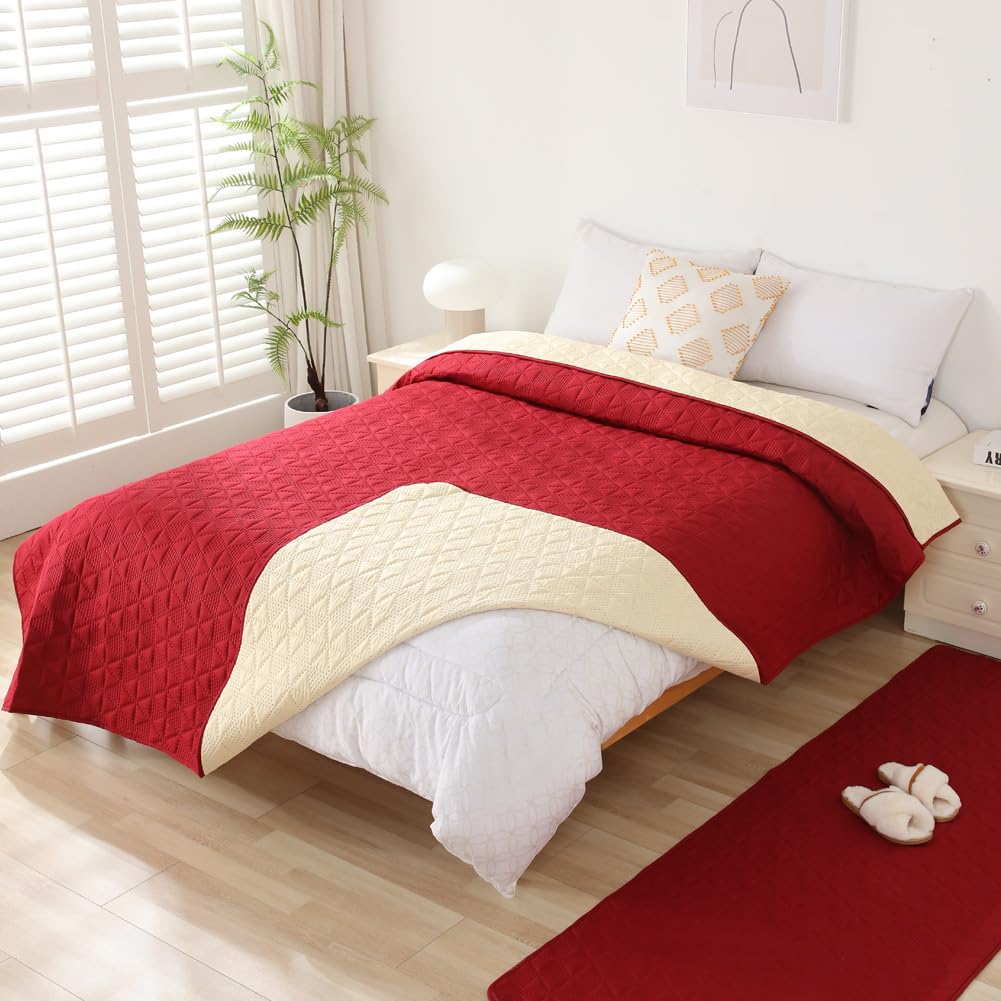 Taiyang Copridivano per Cani impermeabile, Coperta impermeabile per cani, protezione per mobili per bambini, bambini, cane, gatto, Con fondo in gomma antiscivolo (Rosso Vivo, 208-208 cm)