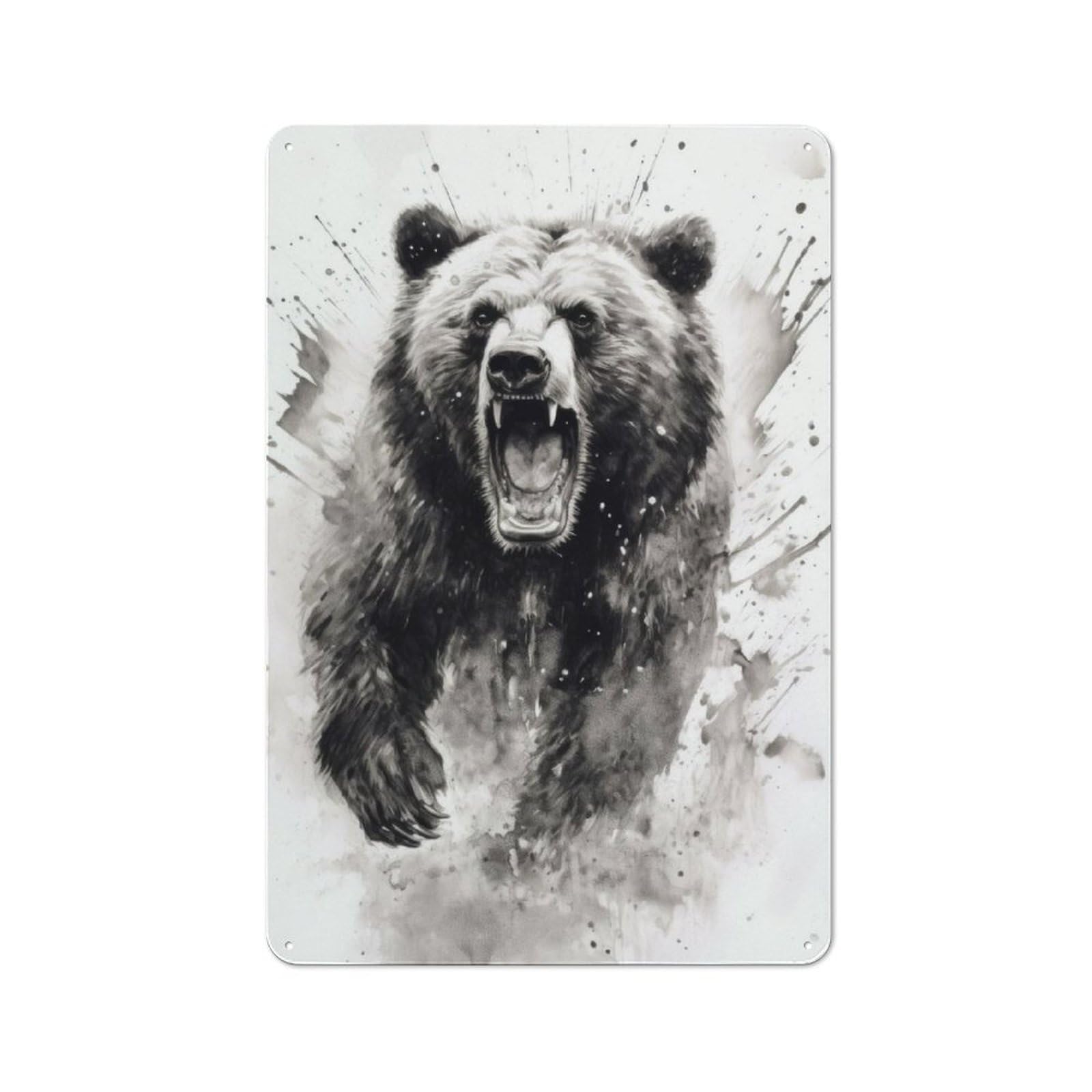Junmoney Bear Splashes Vintage Tin Sign 30X20cm For Dining Room Or Kitchen, Suited To Dining Room Decor Fans