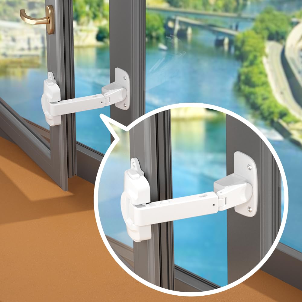 EUDEMON 1 Pack Updated Baby Window Safety Lock, Childproof Window Restrictor for UPVC, Adjustable Winodw Guard for Wooden, Metal Frames (White)