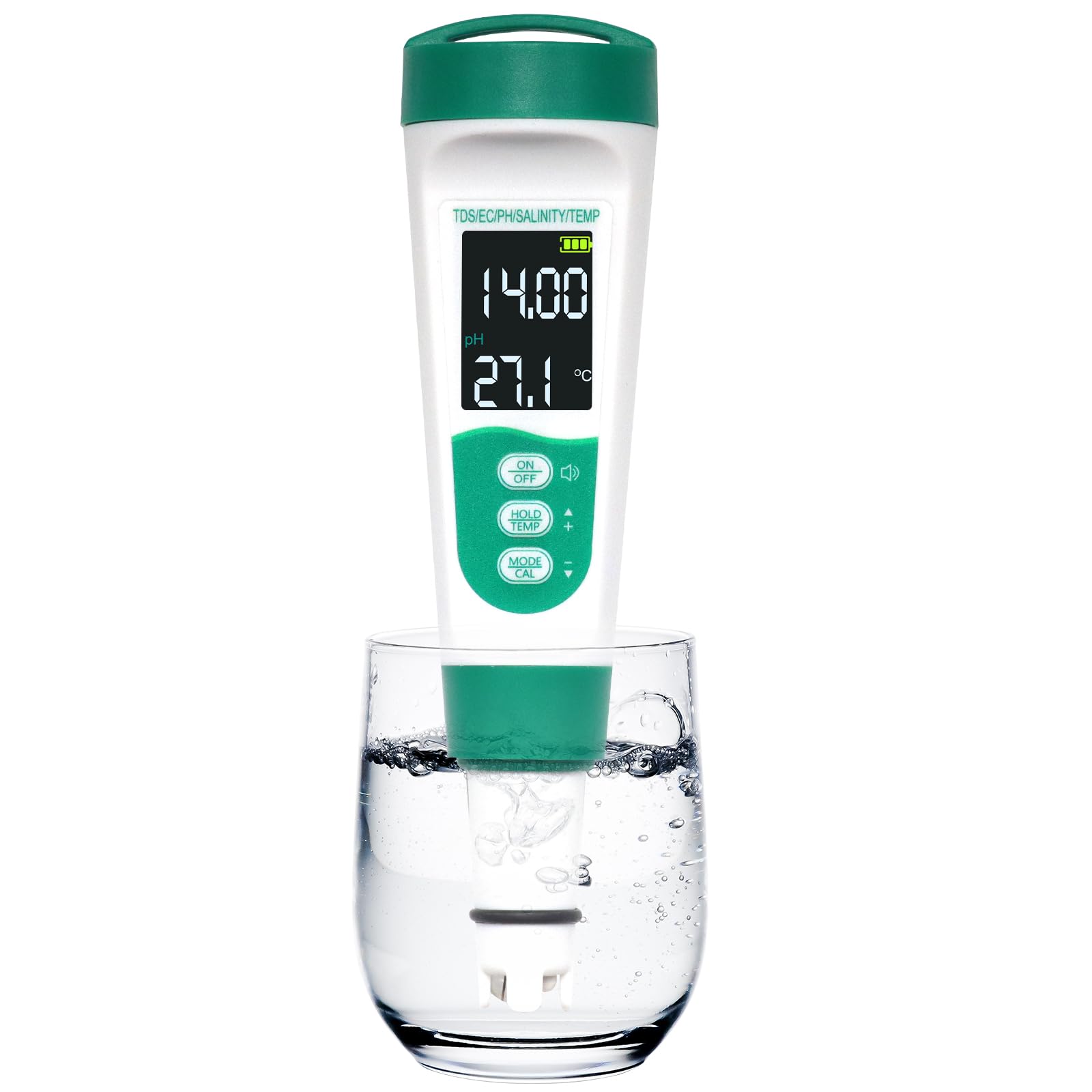 OBEST Misuratore Acqua pH, pH/TDS/EC/Sale/Temp Tester Acqua Digitale 5 in 1 | Tester Digitale Portatile Qualità Acqua Tipo-C Ricaricabile con Funzione Vocale per Acqua Potabile, Piscine, Acquari, Spa