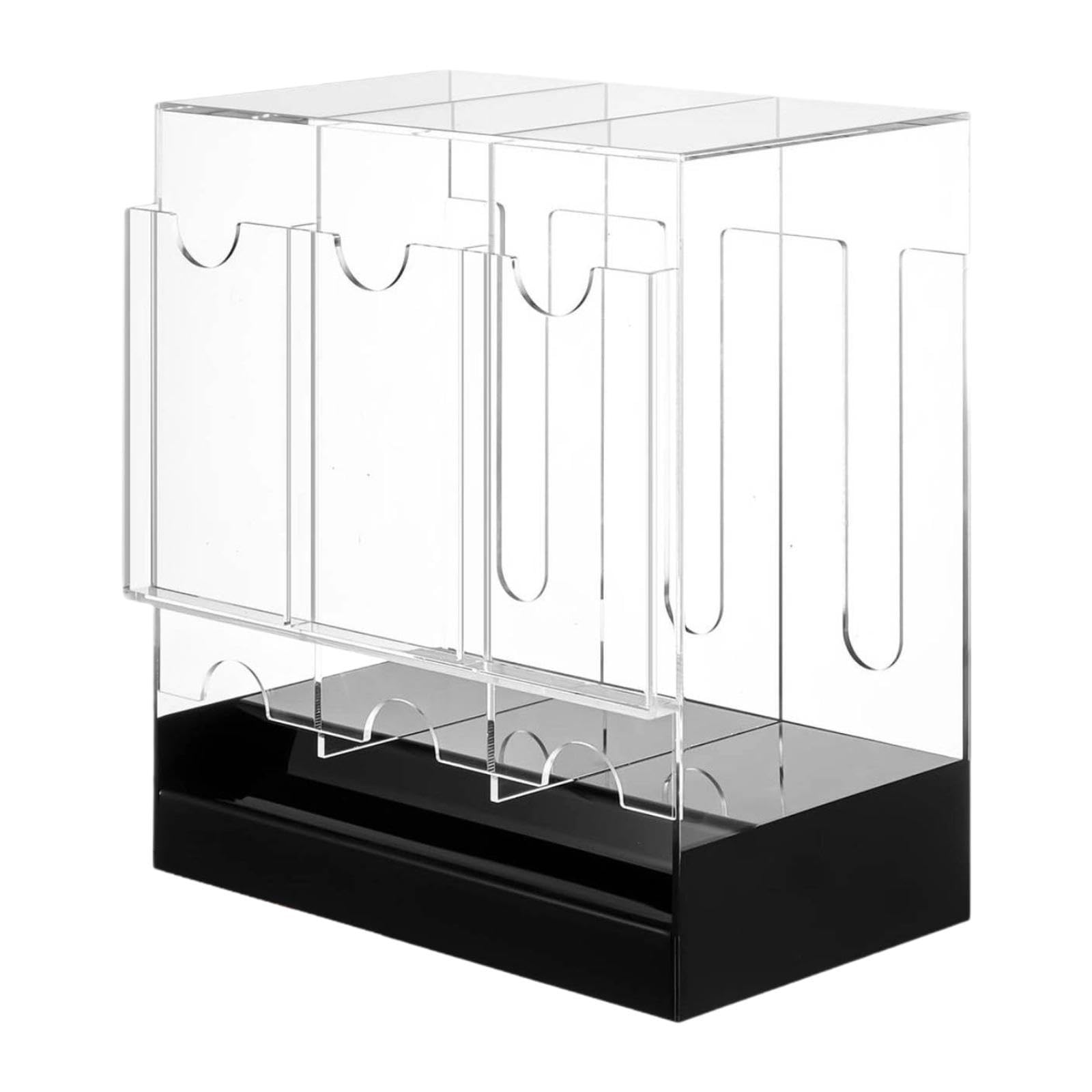Distributeur de Boosters Présentoir Cartes Vitrine Organiseur Boîte Rangement Acrylique Résistant Support Stable et Packs Debout Adapté Au Bureau Sall, Fond Noir, 3 Emplacements