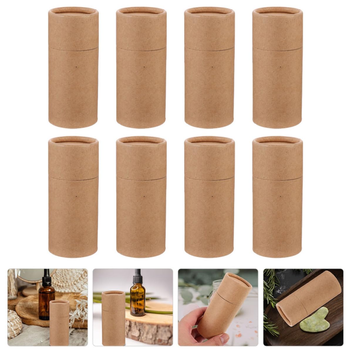 KJHBV Cilindros 8 Cajas para Embalaje de Papel Kraft Fáciles de Transportar y Almacenar de Botellas de Esencial y Conos de Incienso