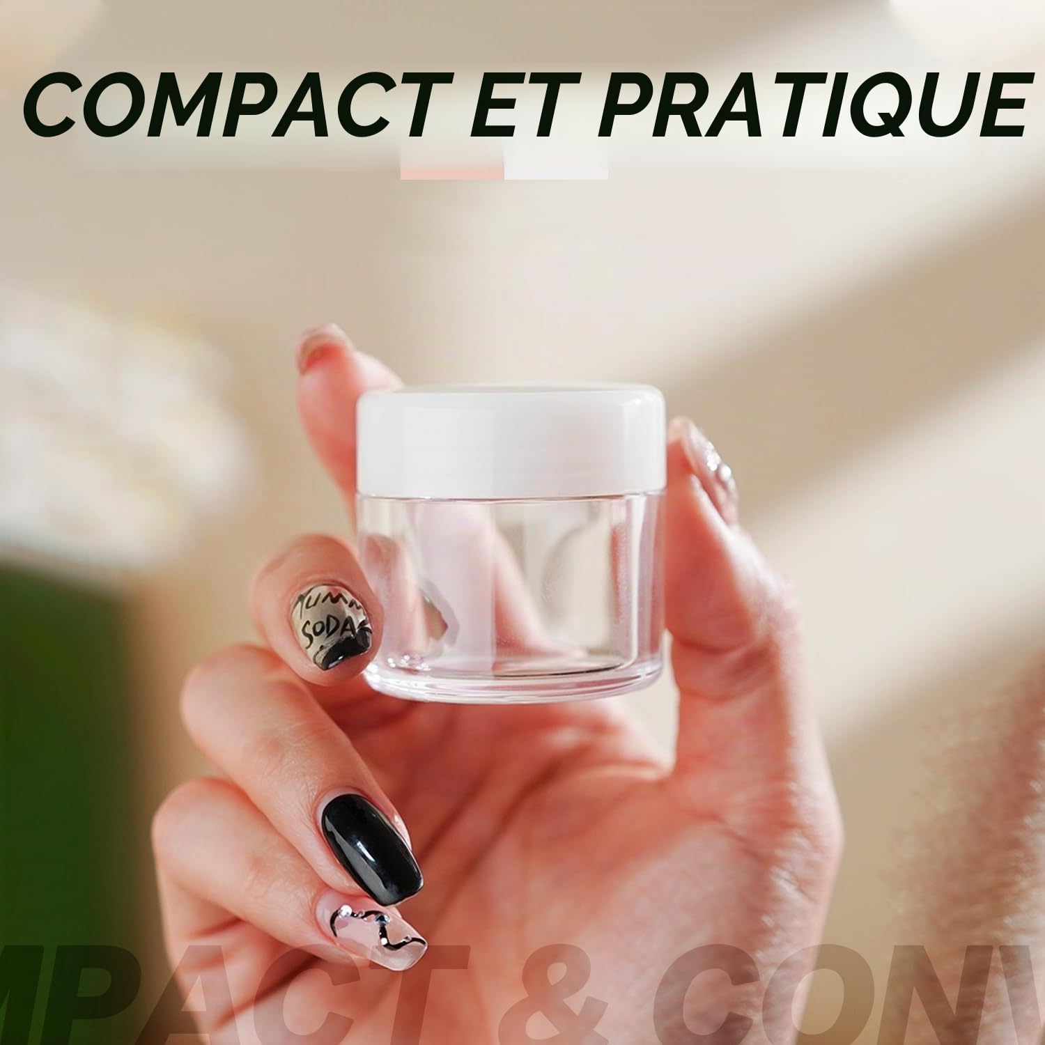 50 Petites Bouteilles vides en Plastique de 20 g avec Couvercle à vis Blanc pour Maquillage, Maquillage, Voyage, Organisateur, Distributeur pour crème, Lotion, Ongles