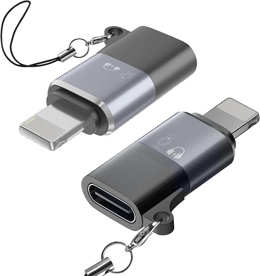 2 Pack USB C to Lightning Adapter, suitable for connecting phones, tablets, USB drives, card readers, sound cards, microphones, mice, keyboards and Data Transmission