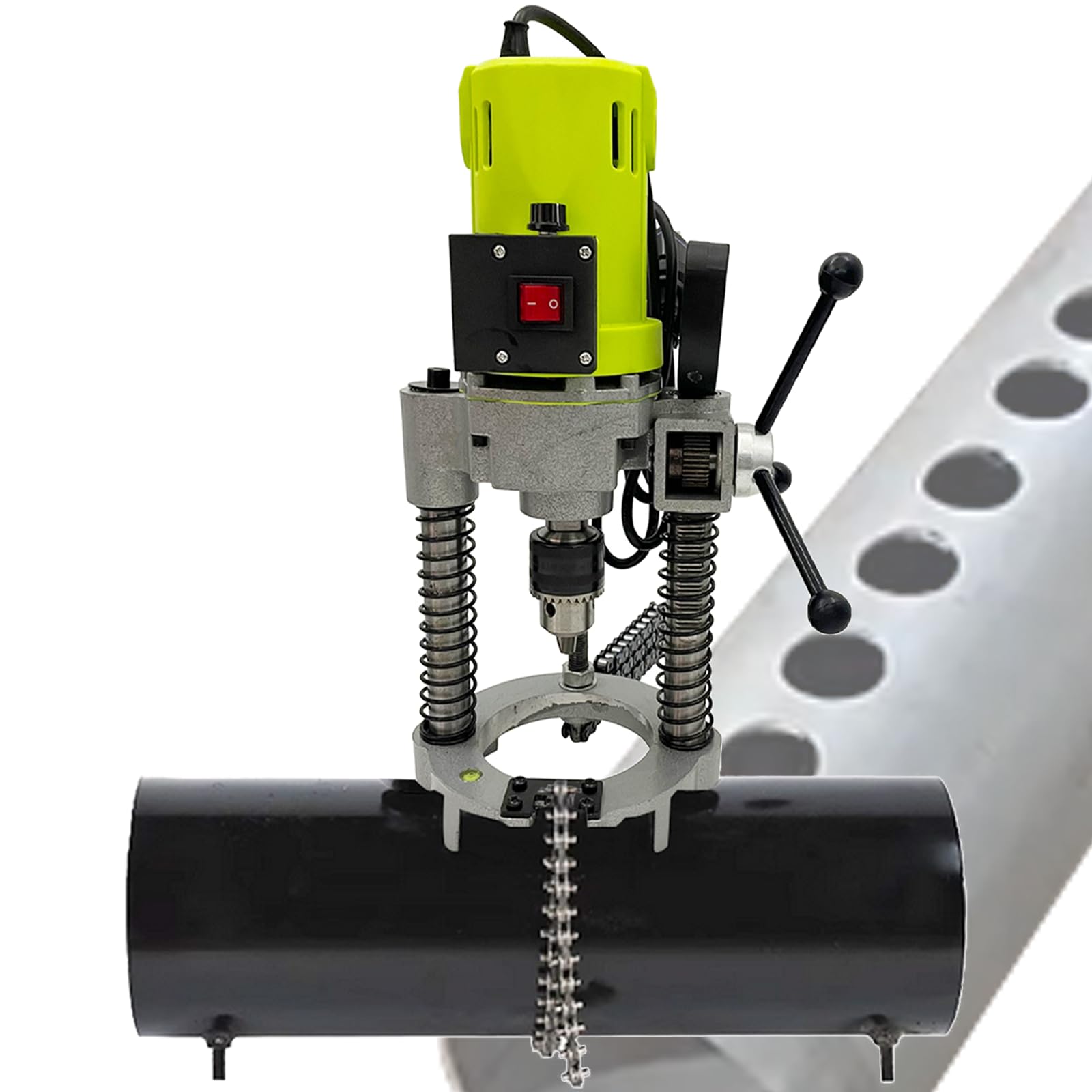 Maisutseb Electric Pipe Hole Punch,1.8kw Steel Hole Puncher,Firefighting Pipe Opening Machine,25-114mm Opening Diameter, 24-165mm Pipe Diameter,for Steel Iron Galvanised Pipes