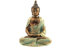 7.5" Gold Buddha Statue: Home Decor Oasis of Serenity