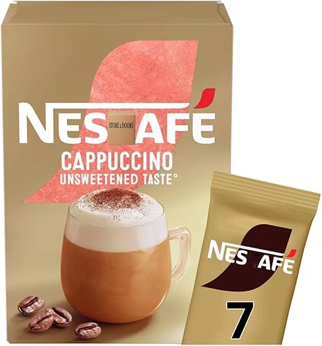 NESCEFÉ Cappuccino Unsweetened – 7 x 14.2g Instant Coffee Sachets | Sugar-Free, Frothy Café-Style Drink | Just Add Hot Water (PACK OF 1)