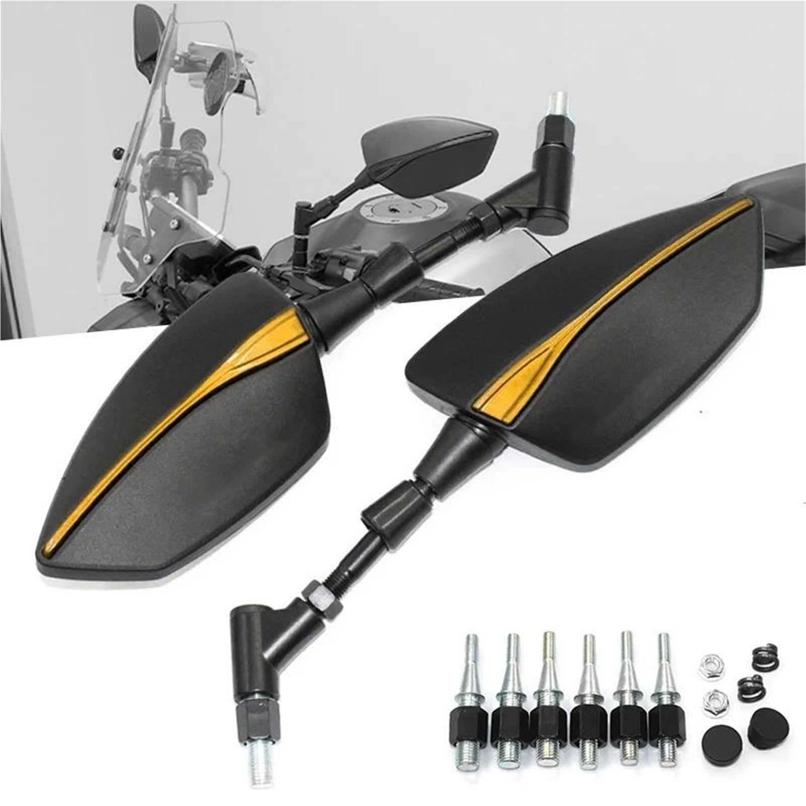 Espejos retrovisores para SYM MAXSYM 400 izquierdo y derecho con rosca dorada A-Gold10 6