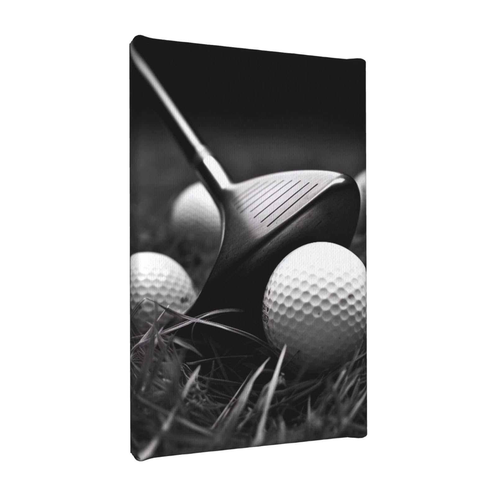 YKLJG Black and White Golf Printed Wall Art Canvas Painting 20x30 CM Wooden Framed Picture Painting Artwork Prints for Bedroom Kitchen Home Office Decor