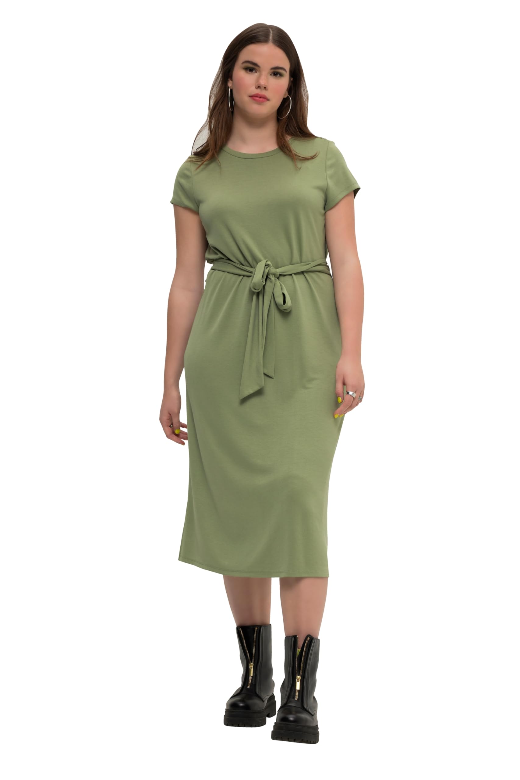 Studio Untold Damen große Größen Übergrößen Plus Size Midikleid, A-Line, Jersey, Rundhals, Halbarm 828687