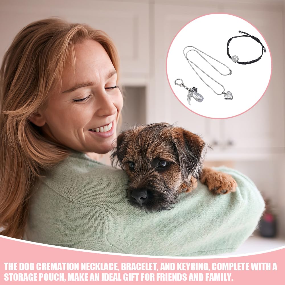 NBEADS 1 juego de joyas de cremación para cenizas de mascotas, llavero de urnas de perro, collar de urna de corazón de gato, pulsera con huella de pata, recuerdo conmemorativo para cenizas con kit de