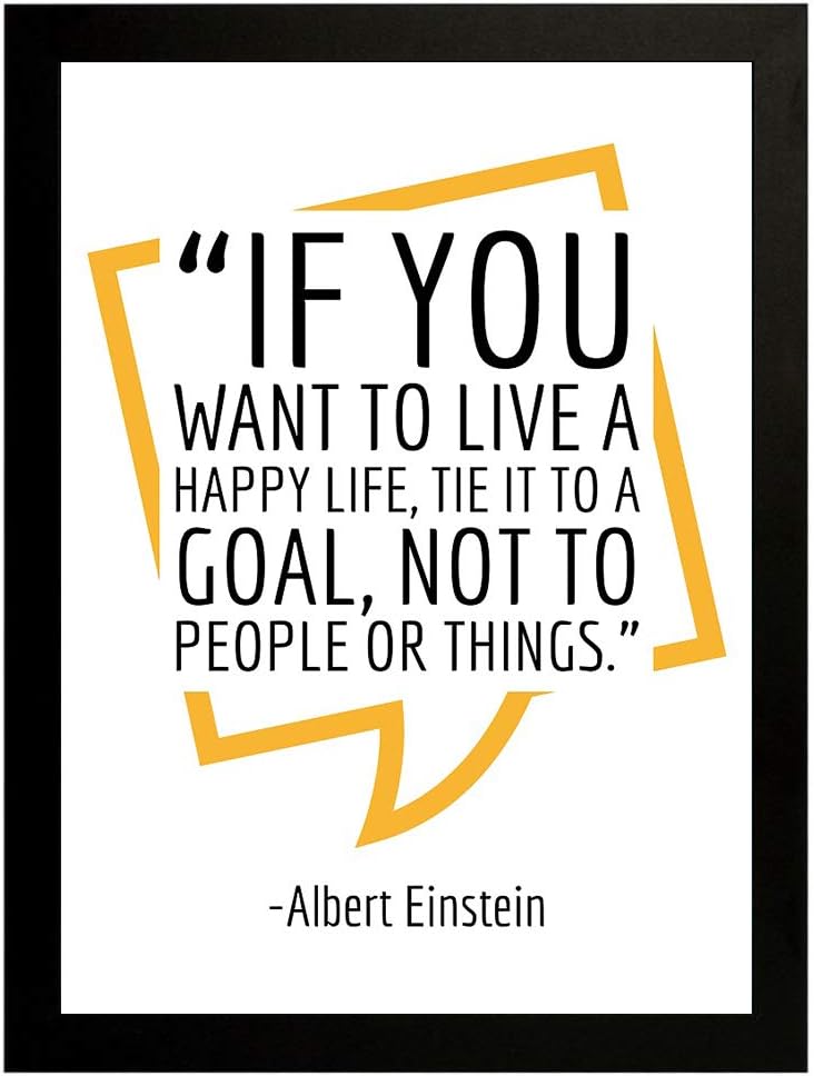 Interiocrafts Albert Einstein Synthetic Wood Motivational Quote Poster, Black, Plain, Medium (13X10 Inches, Black)