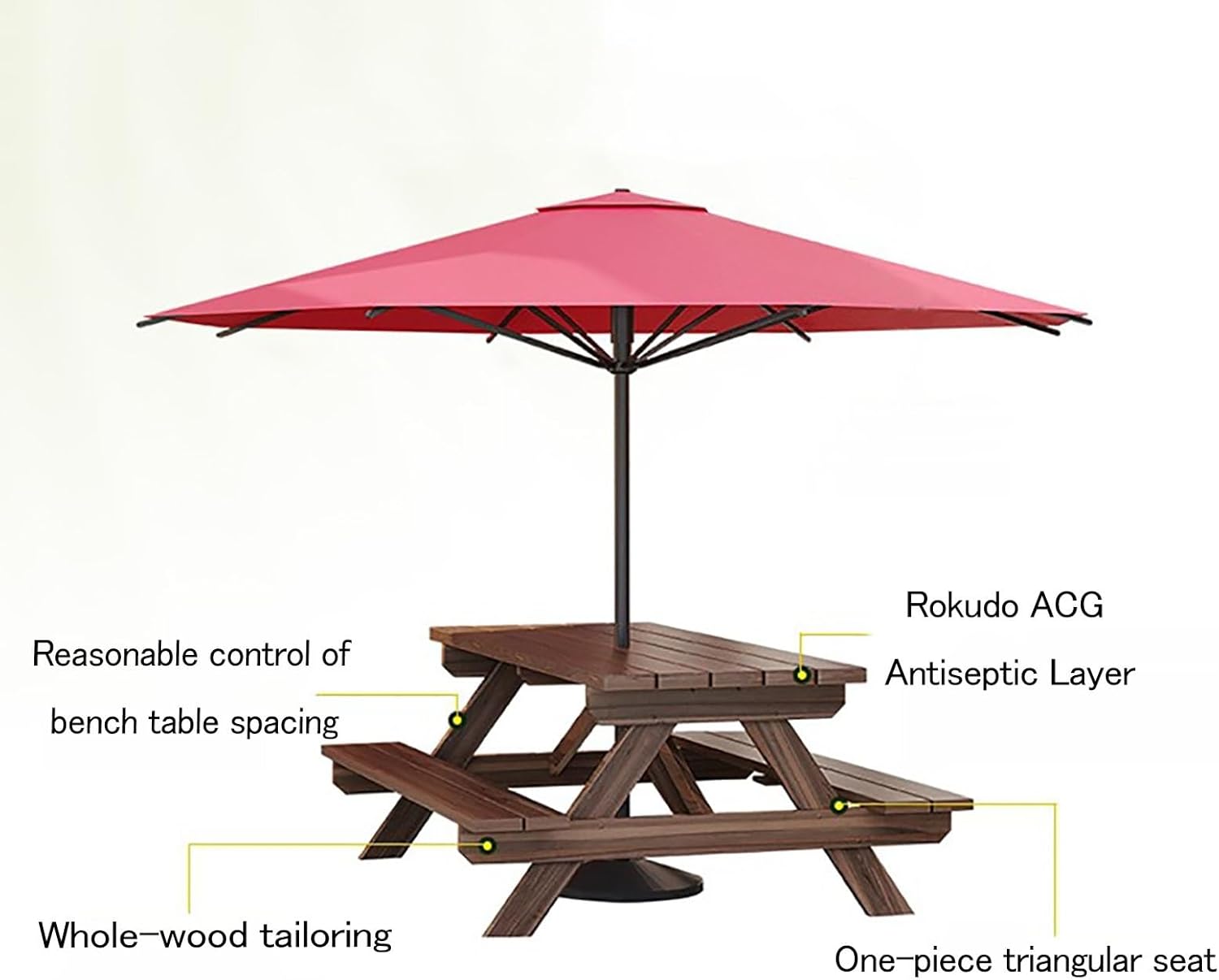 Bench Chair，Outdoor Bench with Picnic Table, Selected Solid Wood Bench, Windproof and Waterproof, Strong Load-Bearing Capacity, Suitable for Balcony, Garden, Park, Etc(150 * 136 * 70)